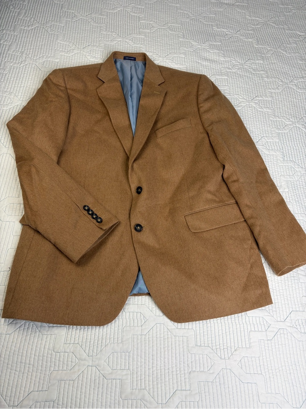 Stafford 46R Tan Sport Coat 100% Camel Hair Men’s Blazer Two Button regular Fit